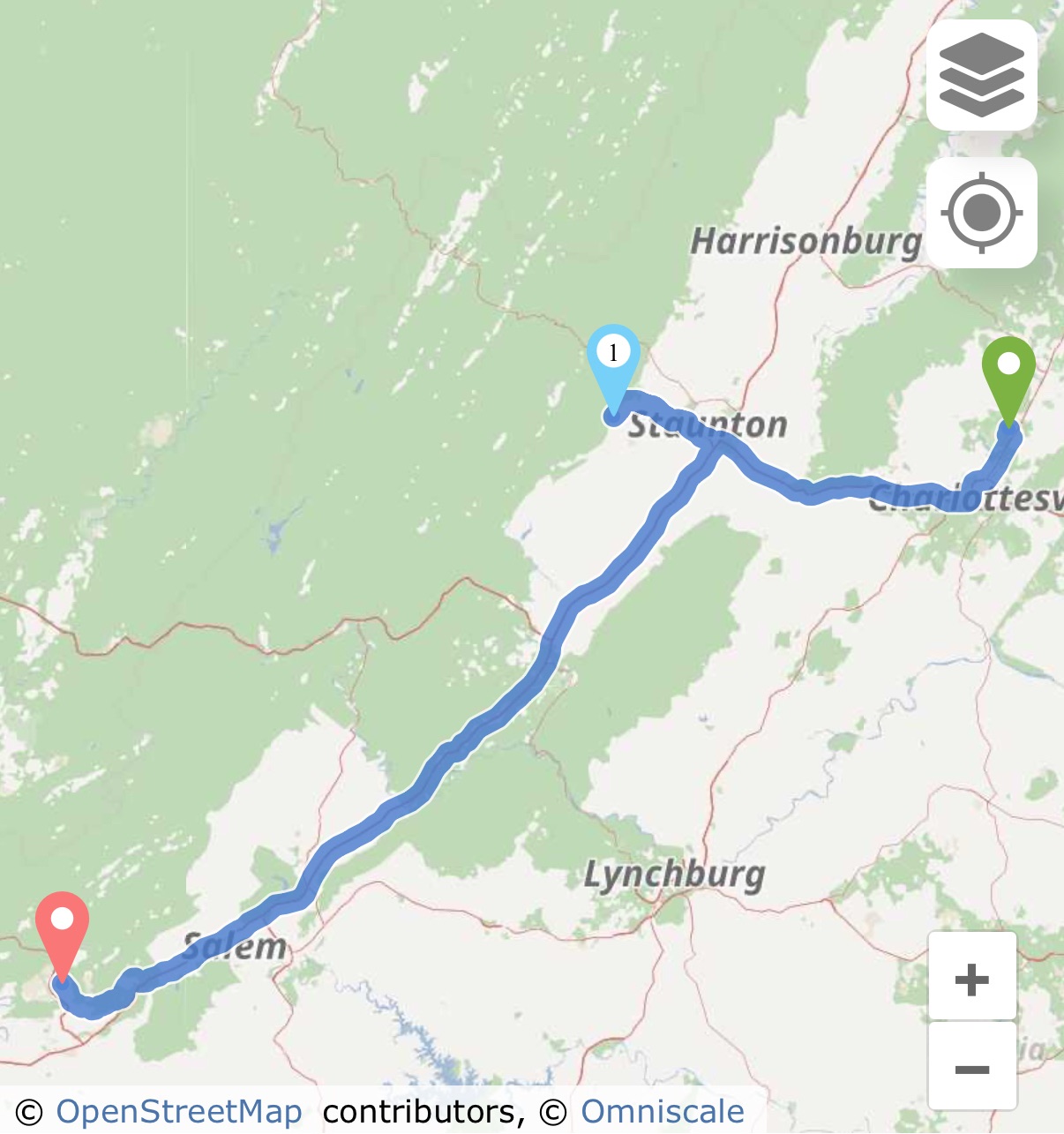 Charlottesville, VA to Blacksburg, VA