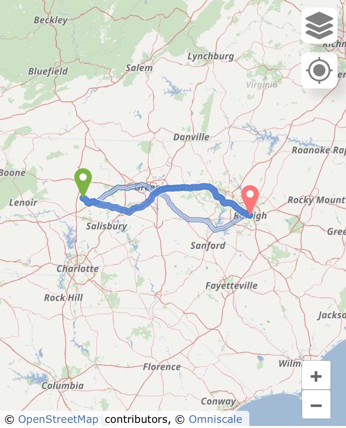 Hickory, NC to Raleigh, NC