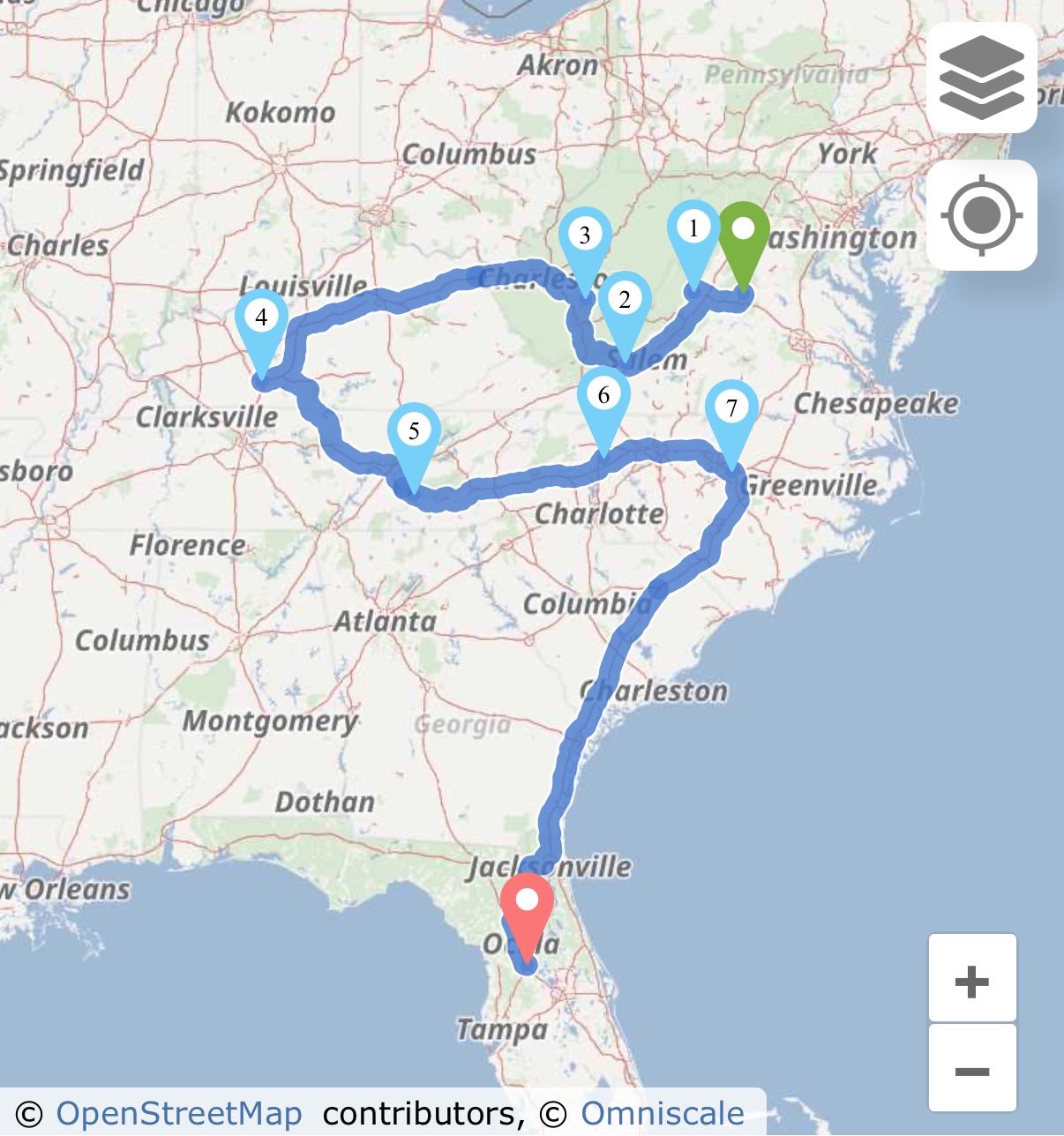 Charlottesville, VA to Wildwood, FL