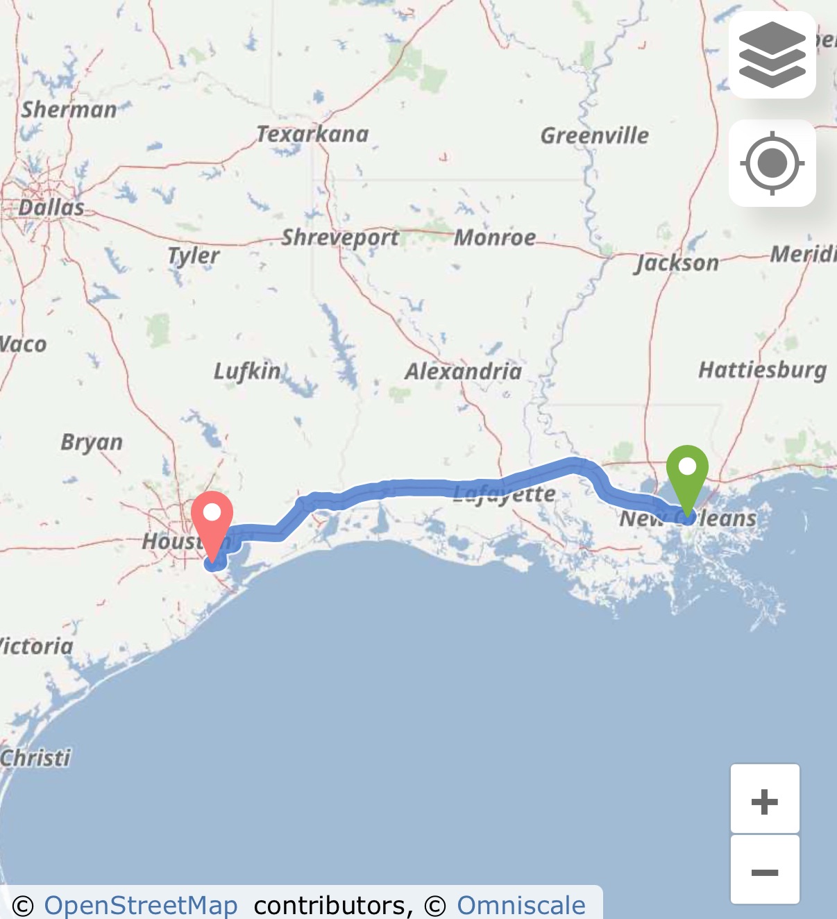 New Orleans, LA to Houston, TX