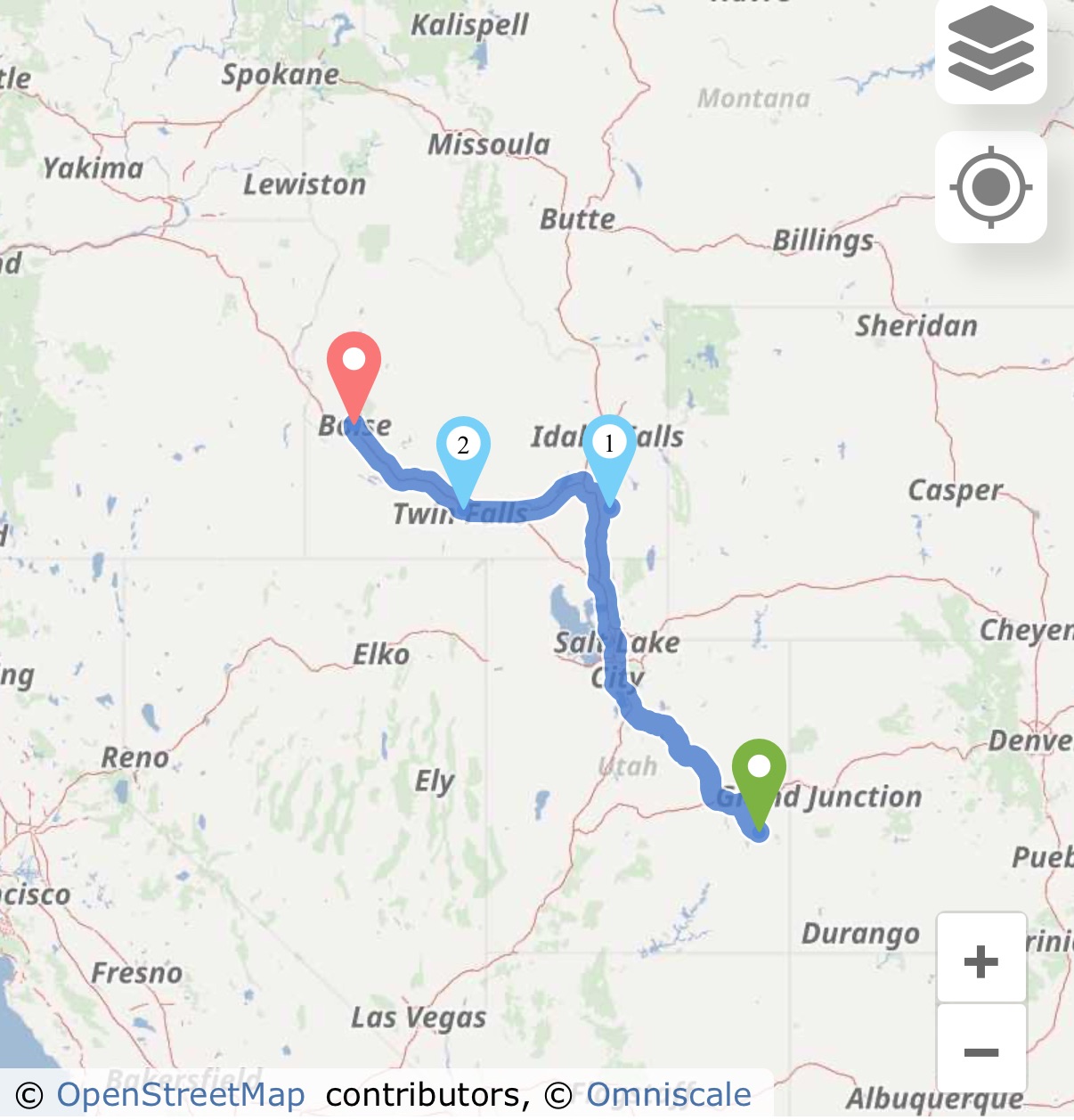 Moab, UT to Boise, ID