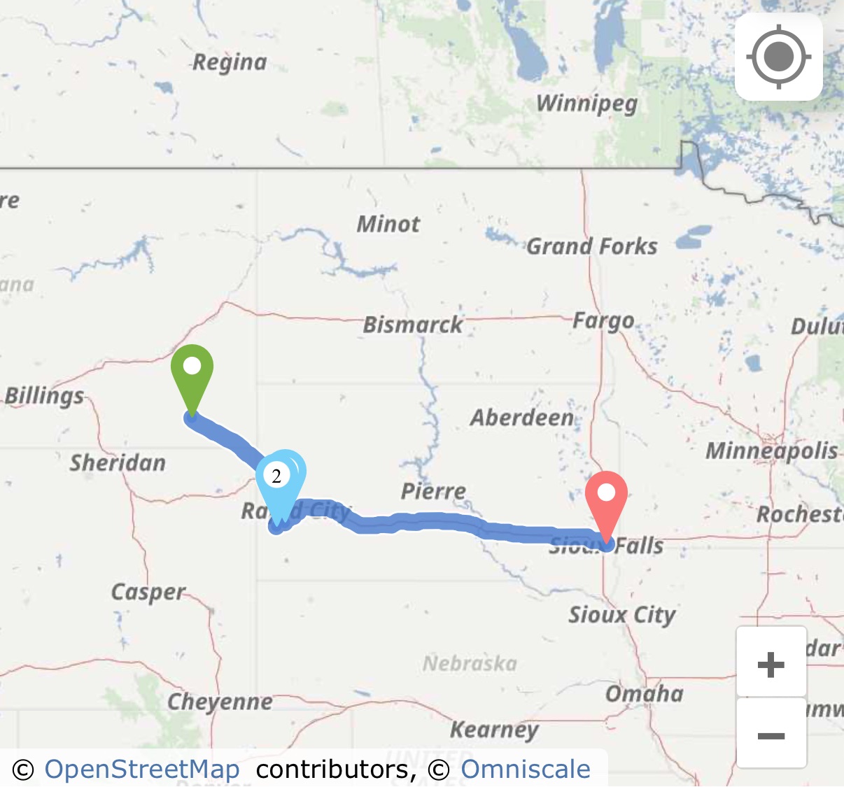 Broadus, MT to Sioux Falls, SD