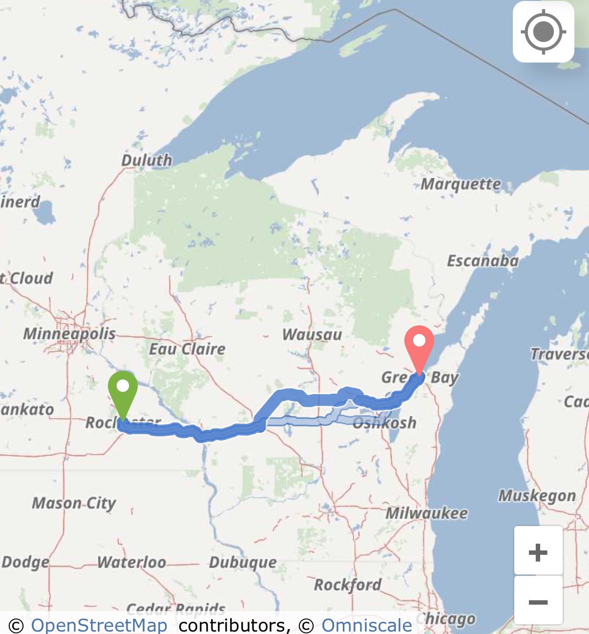 Rochester, MN to Green Bay, WI