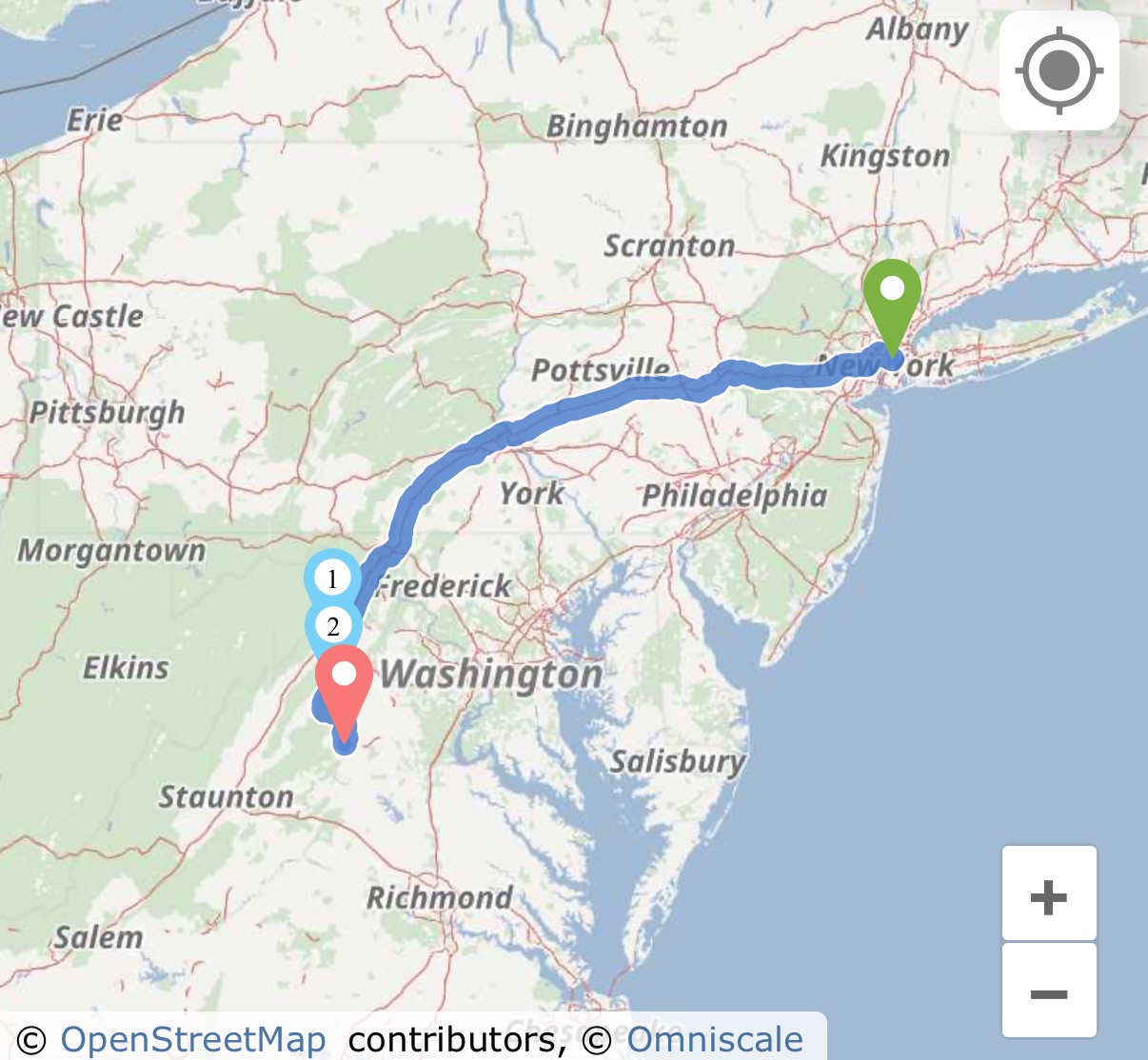 New York, NY to Culpeper, VA